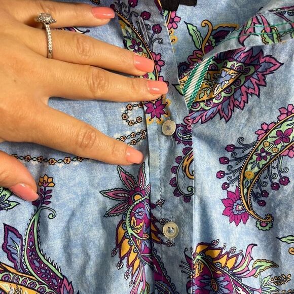 Talbots Womens Button Down Shirt Size L Paisley Print - Picture 9 of 15